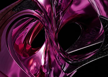 Abstract Pink Metal Sculpture