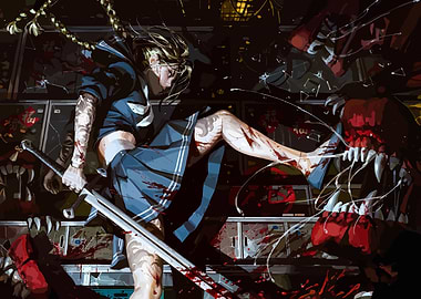 Bloody Girl with Sword