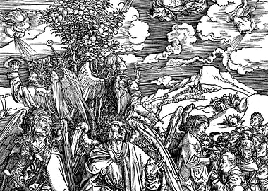 Four Angels Holding Back the Winds Albrecht Durer Engraving
