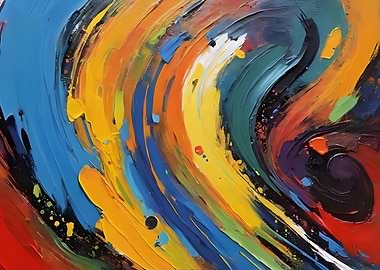 Vibrant Abstract Oil Painting Swirls