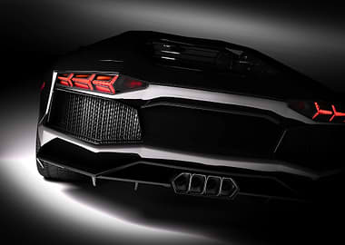 Sleek Black Lamborghini Rear View