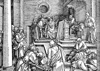 Christ Among the Doctors in the Temple Albrecht Durer Engraving