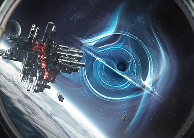 Space Station near Black Hole