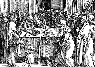 Joachim Driven from the Temple Albrecht Durer Engraving