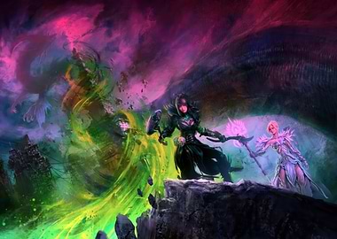 Fantasy Warriors in a Magical Landscape