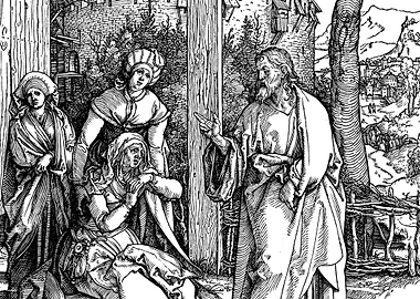Christ Taking Leave of his Mother Albrecht Durer Engraving