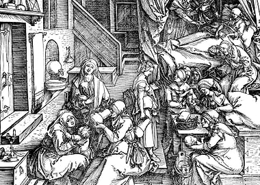Birth of the Virgin Mary Albrecht Durer Engraving