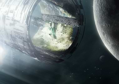 Space Station Orbiting Earth