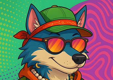 Cool Cartoon Wolf with Sunglasses