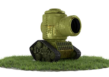 Cartoonish Tank on Grass
