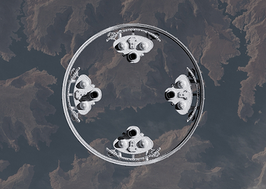 Circular Space Station Over Earth
