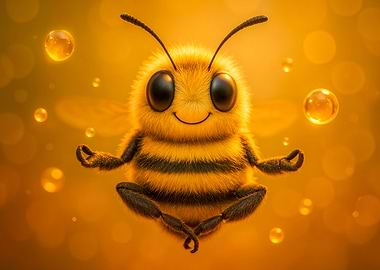 Meditating Bee with Bubbles