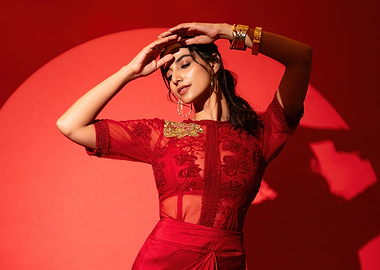 Woman in Red Dress Posing meenaakshi