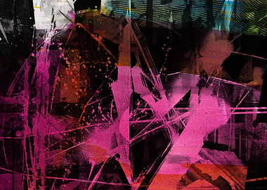 Abstract Pink and Black Landscape