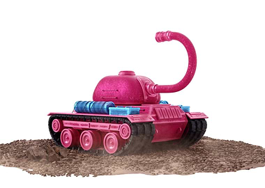 Pink Glitter Tank on Dirt Mound