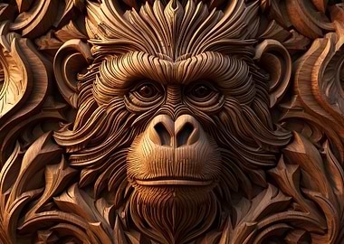 Orangutan Wood Carving