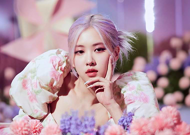 Rosé from Blackpink portrait with flowers