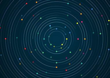 Abstract Concentric Circles with Colorful Dots