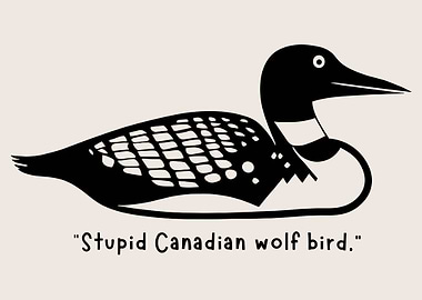 Funny Loon Poster, Minimalist Bird Illustration Print, Humorous Wildlife Wall Art