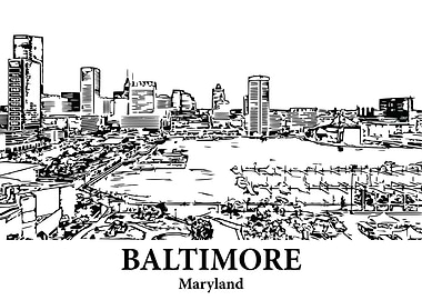 Baltimore Maryland Skyline Drawing