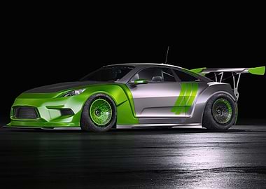 Green and Silver Modified Sports Car