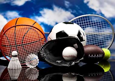 Assorted Sports Equipment Still Life