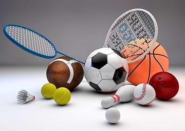 Assorted Sports Equipment Still Life