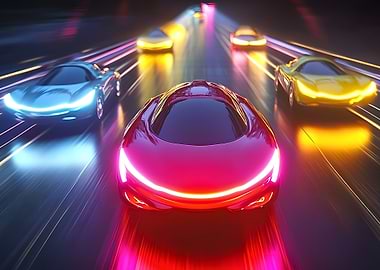 Futuristic Neon Car Race