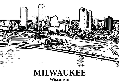 Milwaukee Wisconsin Skyline Drawing
