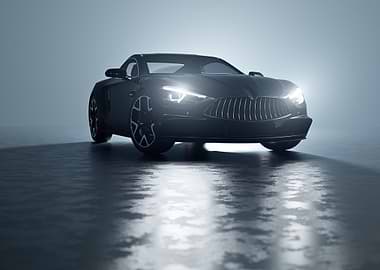 Sleek Black Sports Car Studio Shot