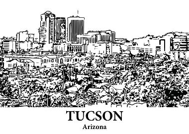 Tucson Arizona Skyline Drawing