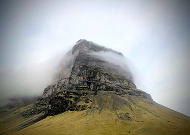Mountain Peak Enshrouded in Mist