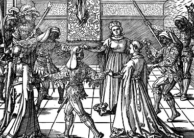 Masquerade Dance with Torches Albrecht Durer Engraving