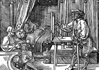 Man Painting a Portrait Albrecht Durer Engraving
