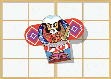 Japanese Kabuki Doll Illustration