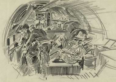 World War II Submarine Interior Sketch
