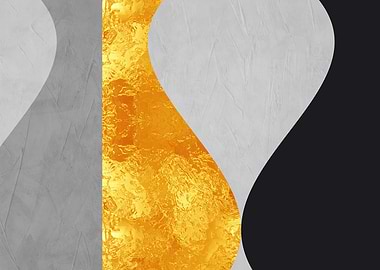 Abstract Gold, Gray, and Black Curves