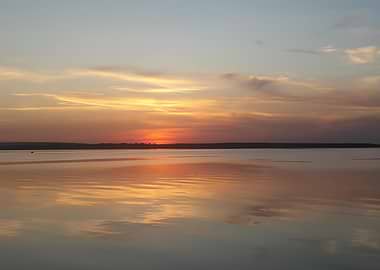 Serene Lake Sunset Reflection
