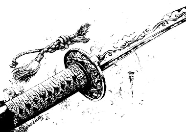 Monochrome Katana Illustration