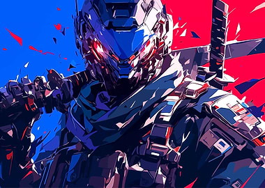 Futuristic Robot Warrior with Sword