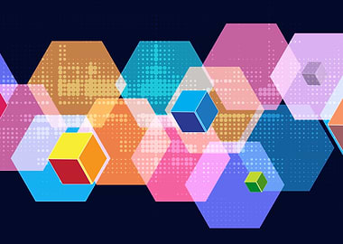 Abstract Hexagon and Cube Composition