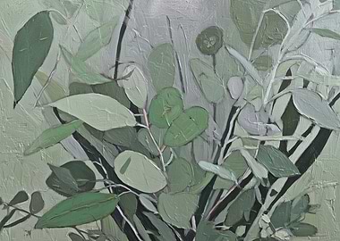 Green Leaves Oil Painting