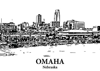 Omaha Nebraska Skyline Drawing