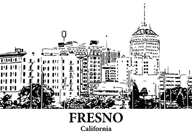 Fresno California Skyline Drawing