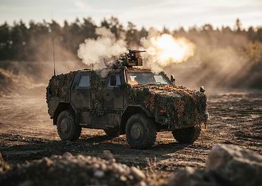 Military Vehicle Firing Weapon