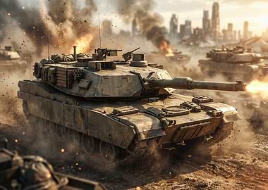 Tank in Urban Battlefield