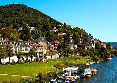 Heidelberg-Neuenheim cityscape along the Neckar River