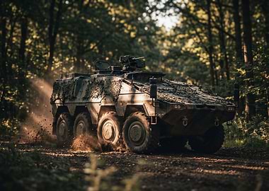 Military Vehicle in Forest