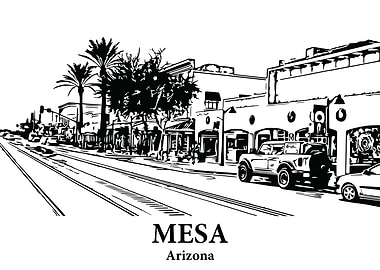 Mesa Arizona Streetscape Drawing
