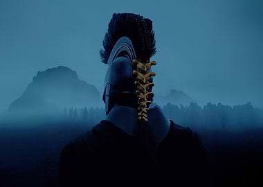 Warrior in Blue Landscape odyssey